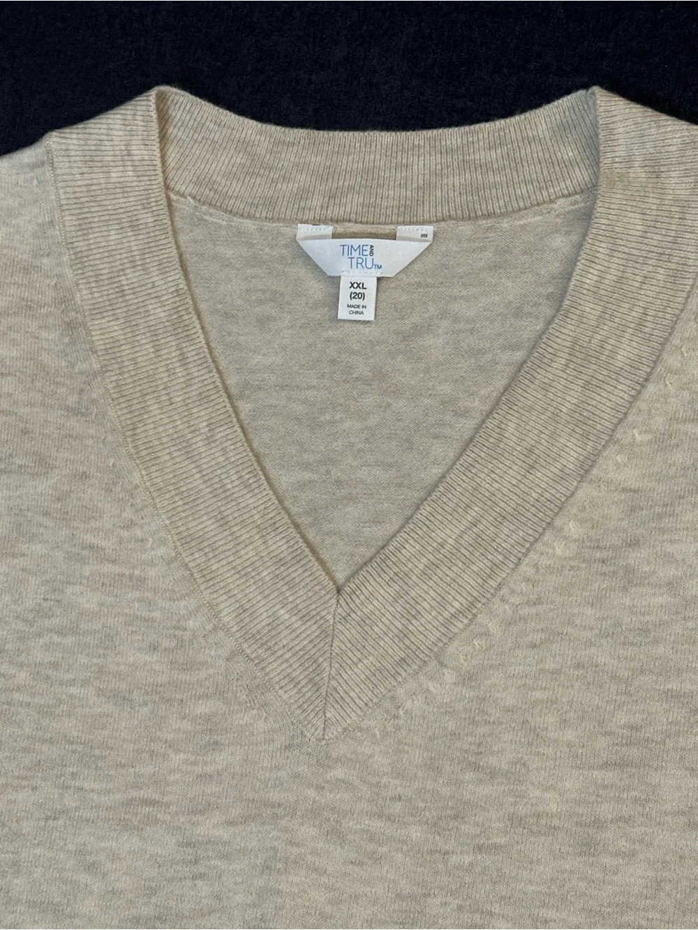 Time and Tru Women's V-Neck Sweater Lightweight in Oatmeal Color